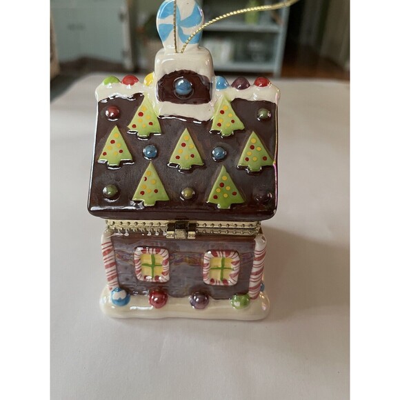 Mr Christmas Ceramic Gingerbread House Music Box Ornament Wind Up Deck The Halls - Picture 6 of 8